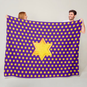 Gold Stars on a Purple Field Fleece Blanket