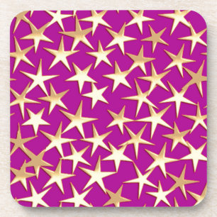Gold stars on amethyst purple coaster