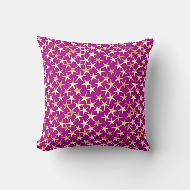 Gold stars on amethyst purple cushion (Front)