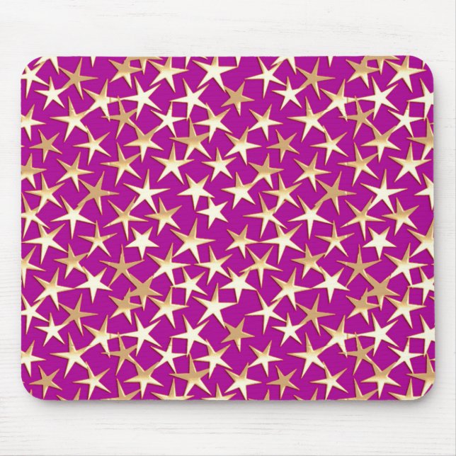 Gold stars on amethyst purple mouse pad (Front)