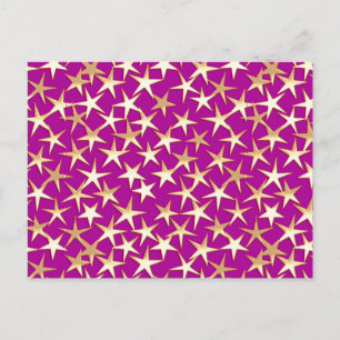 Gold stars on amethyst purple postcard