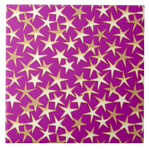 Gold stars on amethyst purple tile