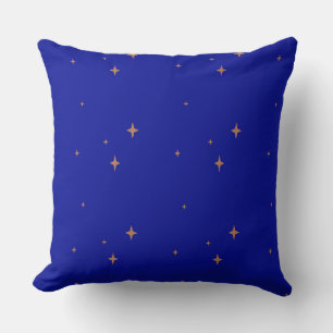 Gold Stars on Blue Throw Pillow