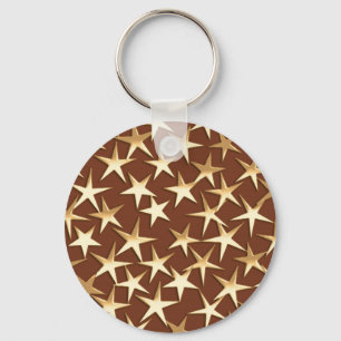 Gold stars on chocolate brown key ring