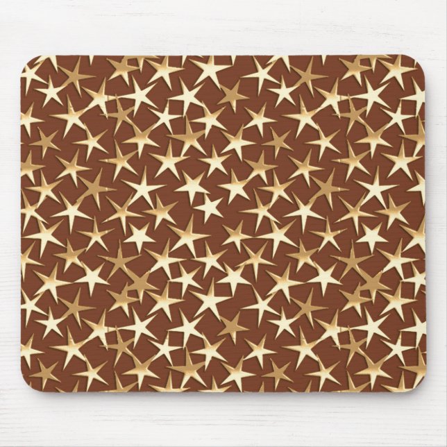 Gold stars on chocolate brown mouse pad (Front)