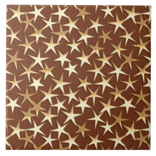 Gold stars on chocolate brown tile