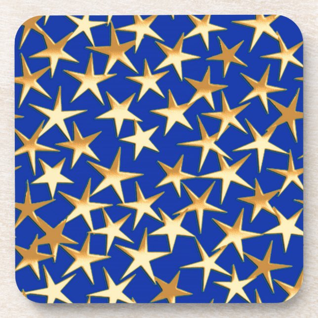 Gold stars on cobalt blue coaster (Front)