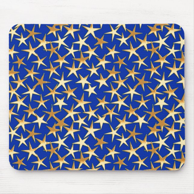 Gold stars on cobalt blue mouse pad (Front)