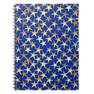 Gold stars on cobalt blue spiral notebook