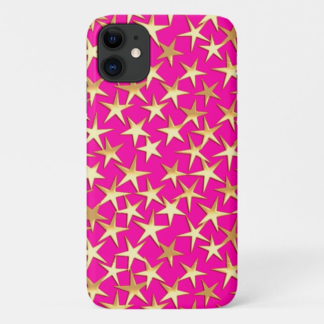 Gold stars on fuchsia pink Case-Mate iPhone case (Back)