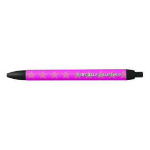 Gold Stars on HOT PINK Personalised Black Ink Pen