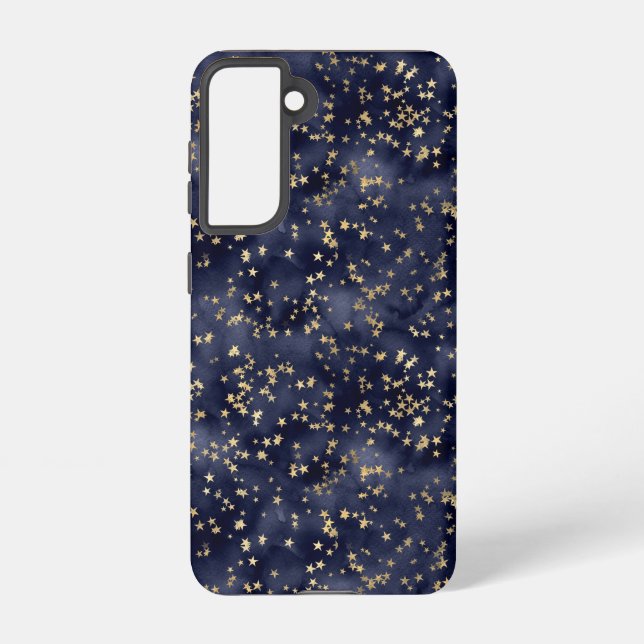 Gold Stars On Navy Night Sky Samsung Galaxy S21 Case (Back)
