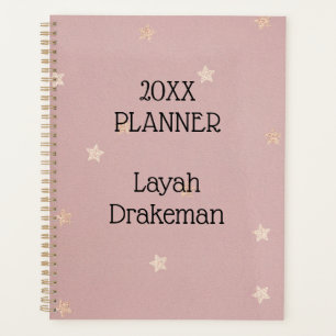 Gold Stars on Pink Annual  Planner