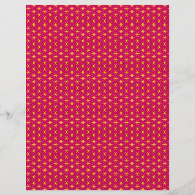 Gold Stars on Red Background Scrapbook Paper (Front)