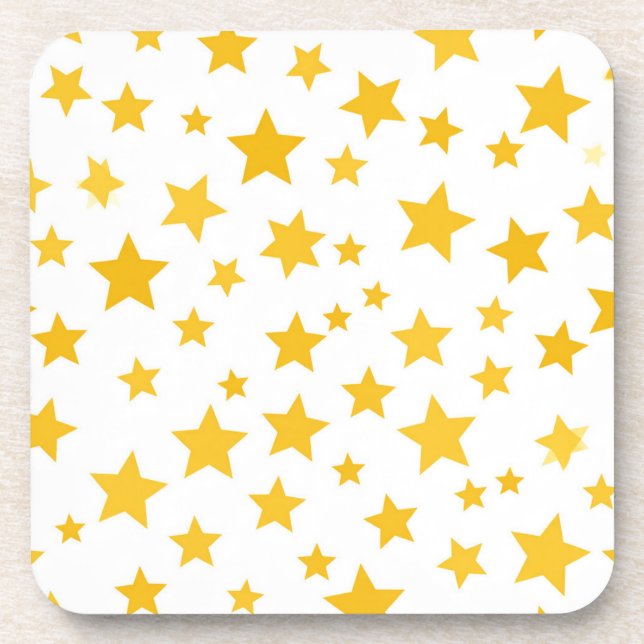 gold stars on white background coaster (Front)