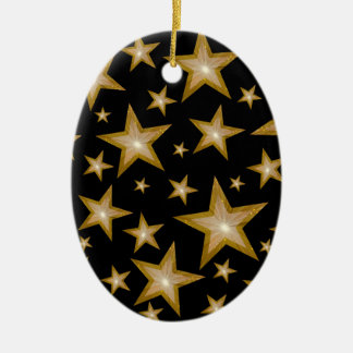 Gold Stars ornament oval black