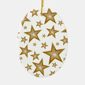 Gold Stars ornament oval white