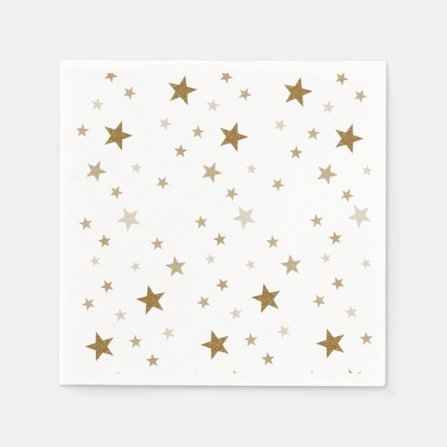 Gold Stars Paper Napkins (Front)