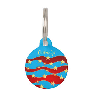 Gold Stars Patriot Sky Thunder_Cove Pet Tag