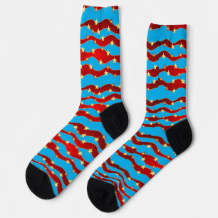 Gold Stars Patriotic Sky Thunder_Cove Socks