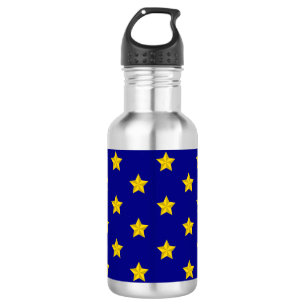 Gold Stars Pattern, Navy Blue, Exclusive 532 Ml Water Bottle