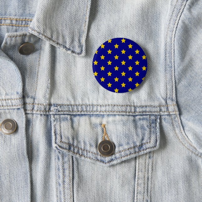 Gold Stars Pattern, Navy Blue, Exclusive 6 Cm Round Badge (In Situ)