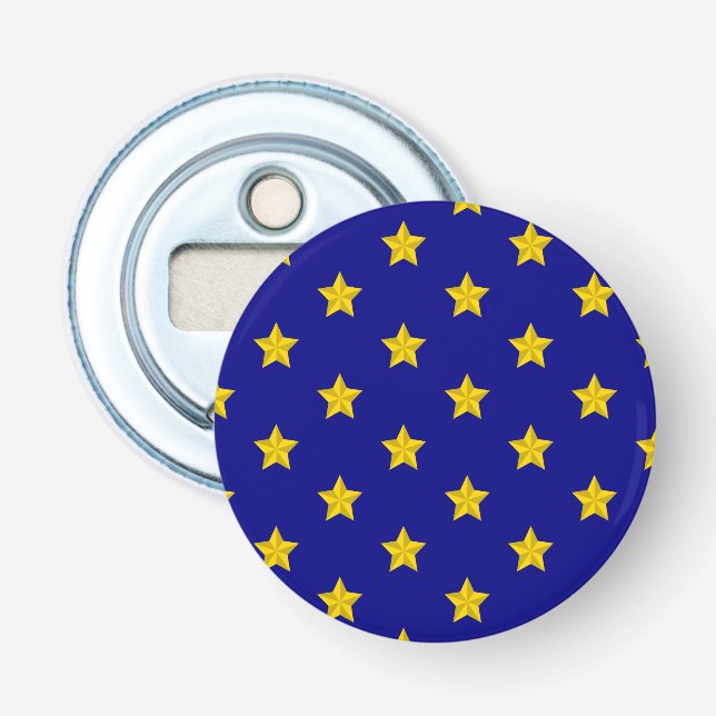 Gold Stars Pattern, Navy Blue, Exclusive Bottle Opener (Front)