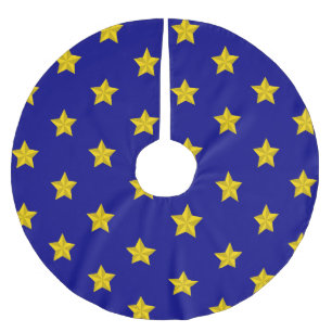 Gold Stars Pattern, Navy Blue, Exclusive Brushed Polyester Tree Skirt