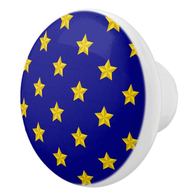 Gold Stars Pattern, Navy Blue, Exclusive Ceramic Knob (Right)