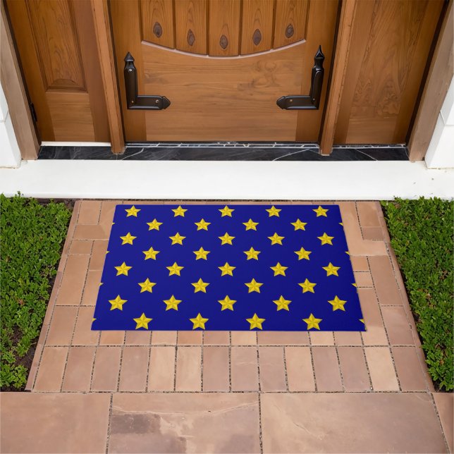 Gold Stars Pattern, Navy Blue, Exclusive Doormat (Outdoor)