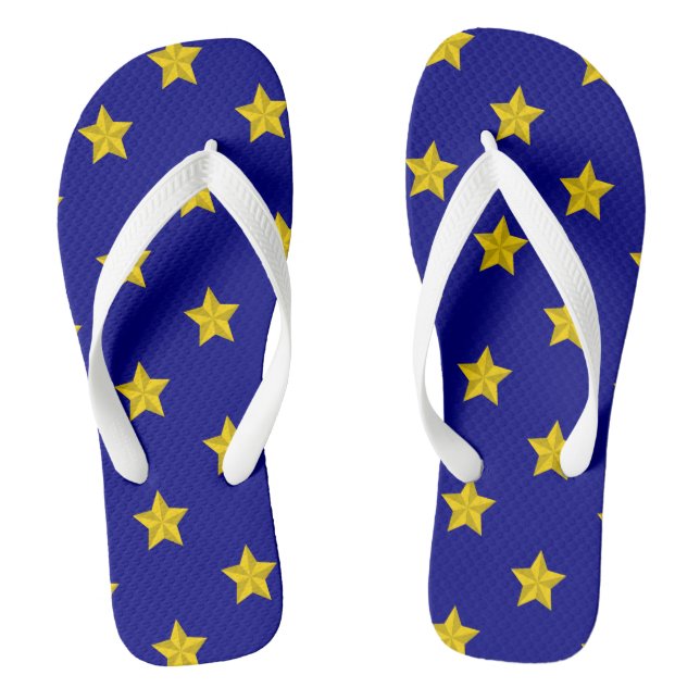 Gold Stars Pattern, Navy Blue, Exclusive Jandals (Footbed)