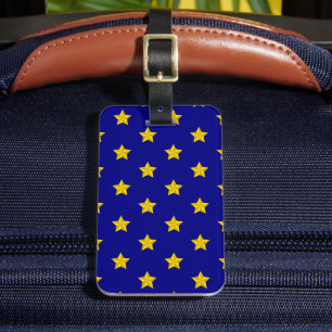 Gold Stars Pattern, Navy Blue, Exclusive Luggage Tag