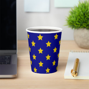 Gold Stars Pattern, Navy Blue, Exclusive Paper Cups