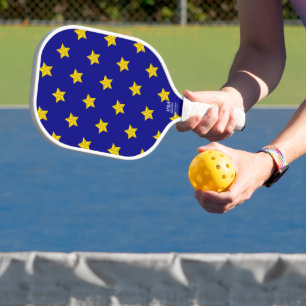 Gold Stars Pattern, Navy Blue, Exclusive Pickleball Paddle