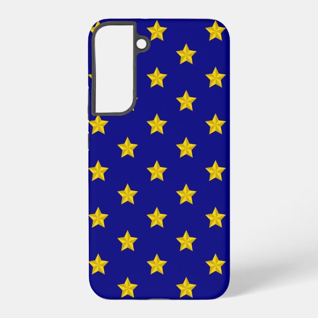 Gold Stars Pattern, Navy Blue, Exclusive Samsung Galaxy S22+ Case (Back)