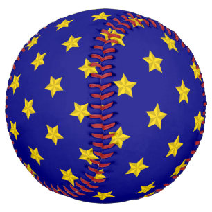 Gold Stars Pattern, Navy Blue, Exclusive Softball