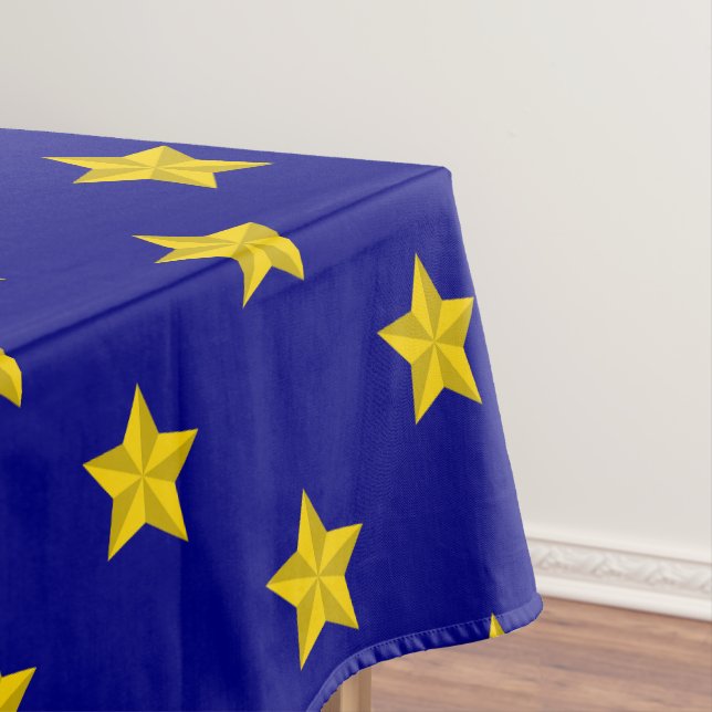 Gold Stars Pattern, Navy Blue, Exclusive Tablecloth (In Situ)