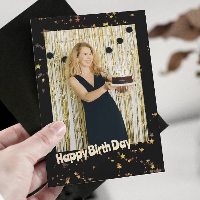 Gold stars photo Birthday Card (Creator Uploaded)