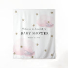 Gold Stars & Pink Clouds Baby Shower Tapestry