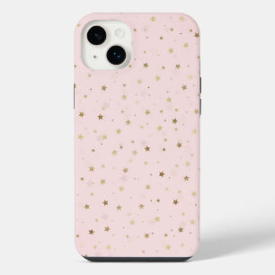 Gold Stars Pink Gradient Design iPhone 14 Plus Case