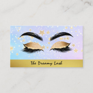 *~* Gold Stars PINK Lashes Brows Extensions Girly Business Card