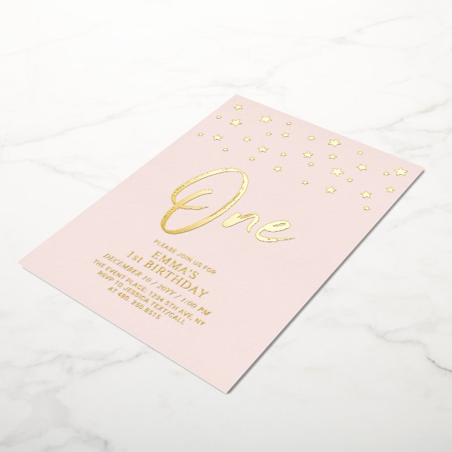 Gold Stars | Pink One 1st Birthday Party (Rotated)