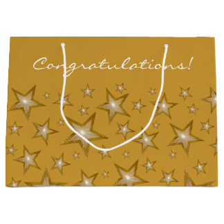 Gold Stars print Congratulations! gold large Gift Bag