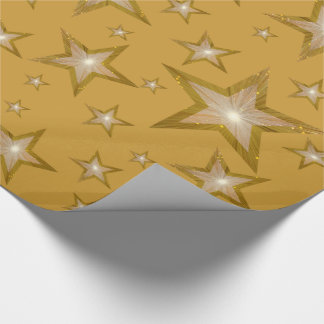Gold Stars print gold wrapping paper