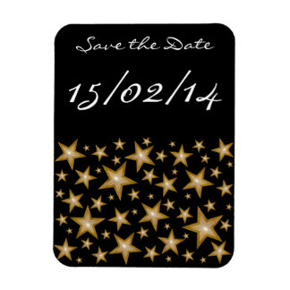 "Gold" Stars 'Save the Date' flexible magnet black