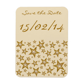 "Gold" Stars 'Save the Date' flexible magnet cream
