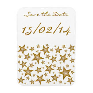 "Gold" Stars 'Save the Date' flexible magnet white