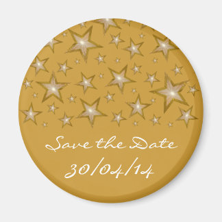 Gold Stars 'Save the Date' fridge magnet gold