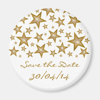 Gold Stars 'Save the Date' fridge magnet white