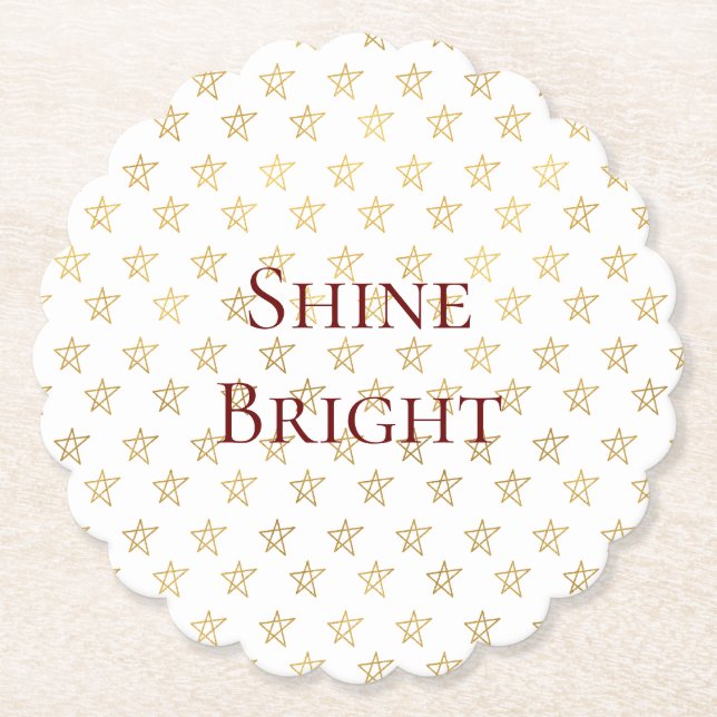 Gold Stars Shine Bright Paper Coaster (Front)